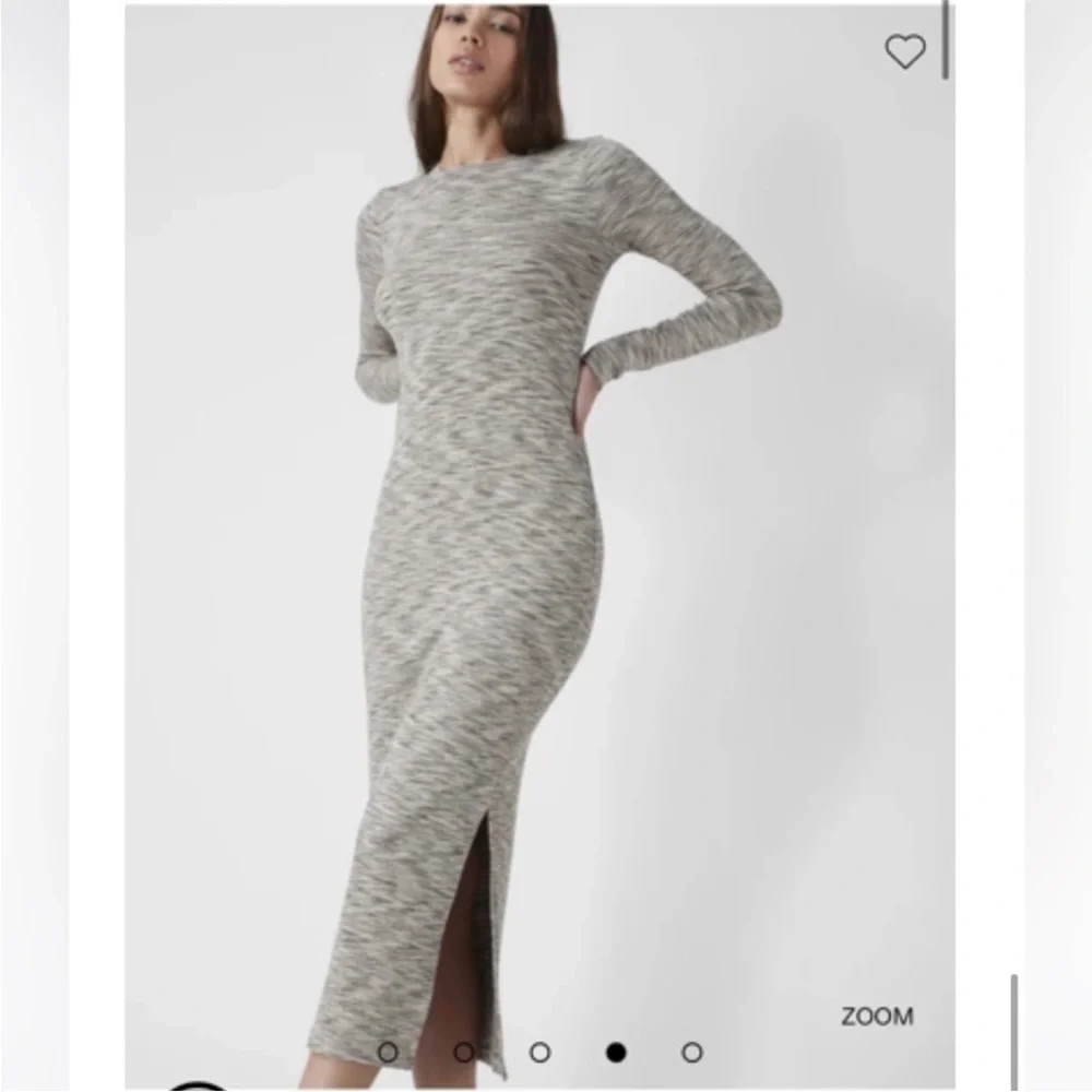 french connection grey dress French Connection Long Sleeve Rib Maxi Sweater Dress - Mid Grey Melange